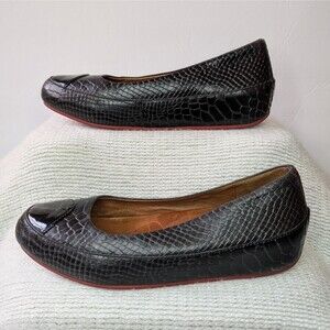 Fitflop Due Ballet Flats Snake Leather Black 6.5